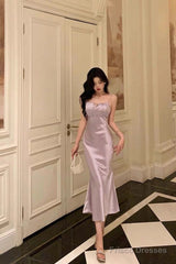 Stunning Mermaid Spaghetti Straps Lilac Date Night Dress Prom Dresses Birthday Outfit