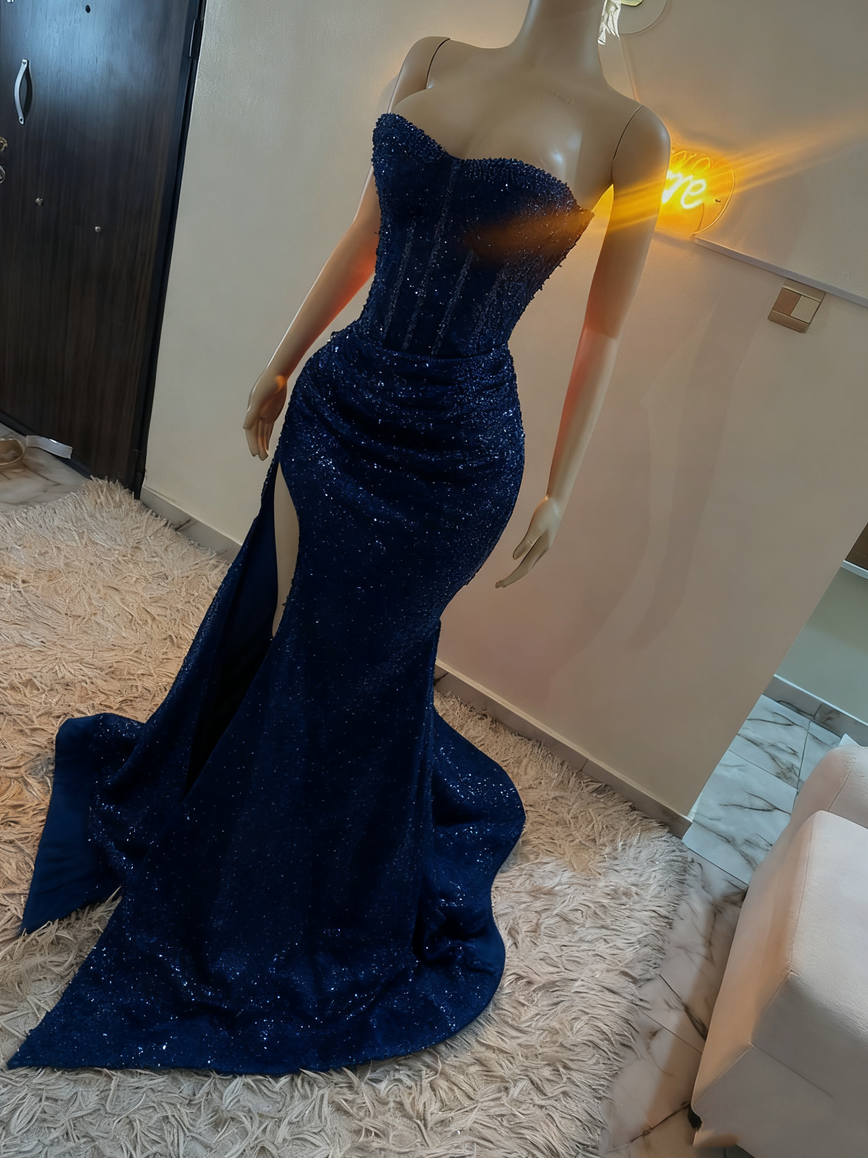 strapless open back dress Stunning Mermaid Sweetheart Red Slit Sequin Prom Dresses Inspiration P –  Frisco Dresses