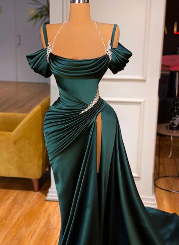 STUNNING OFF-THE-SHOULDER MERMAID PROM DRESS RUFFLES WITH HIGH SPLIT Secondary image