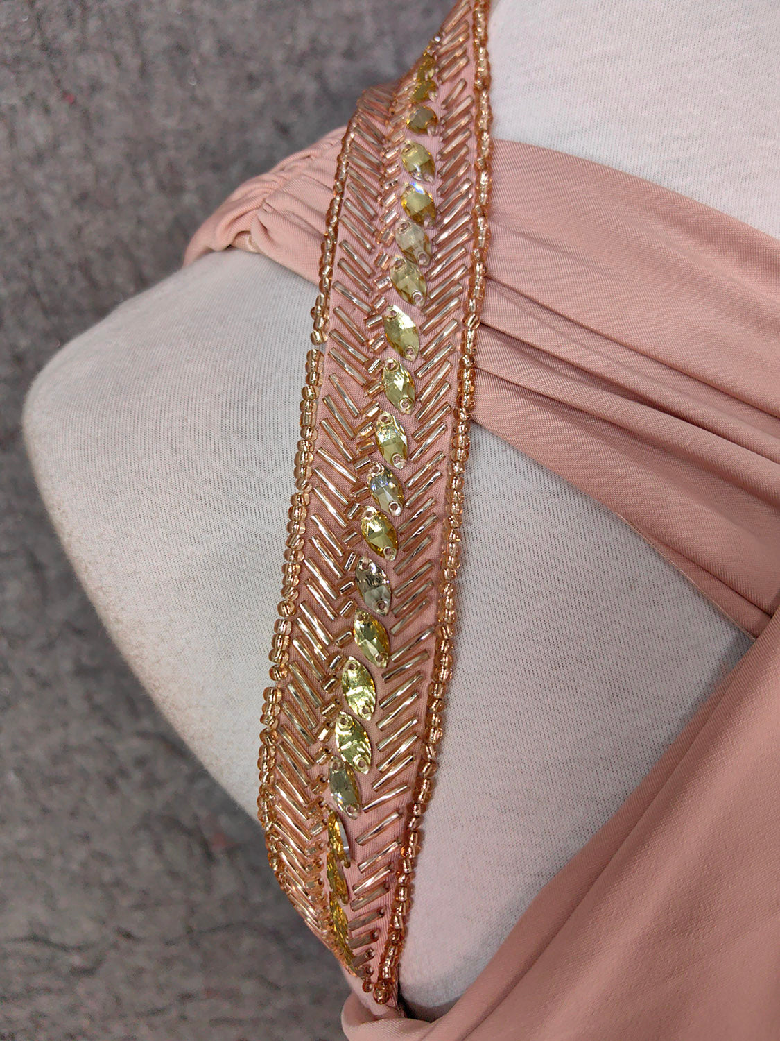Stunning Pink Sleeveless Cross Neck Beaded Satin Long Prom Dress Evening Dress