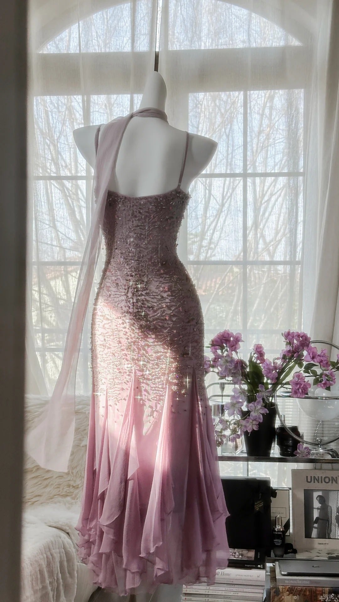 Stunning Purple Chiffon Beaded Prom Dress