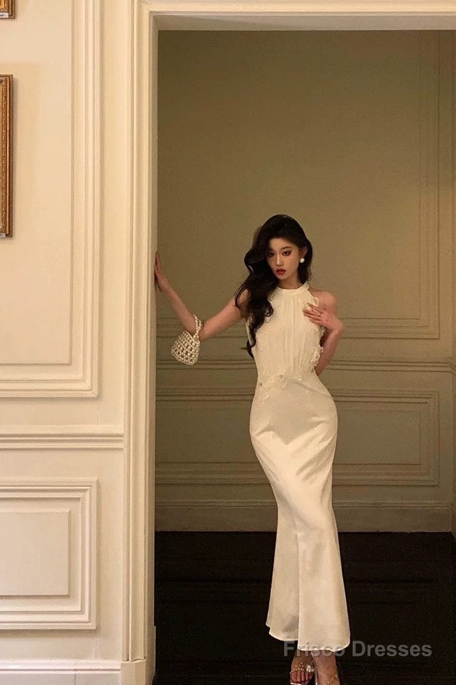 Stunning Sheath Jewel Neckline White Pleated Prom Dresses Birthday Outfit Main image