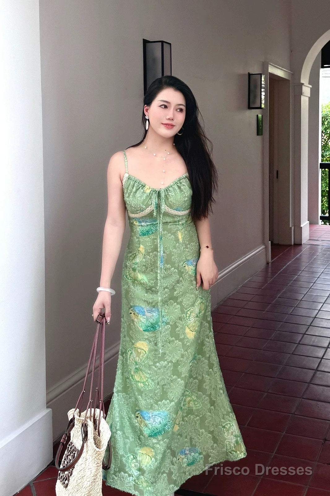 Stunning Sheath Spaghetti Straps Green Satin Date Night Dress Prom Dresses Birthday Outfit