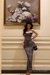 Stunning Sheath Spaghetti Straps Long Date Night Dress Prom Dresses Birthday Outfit