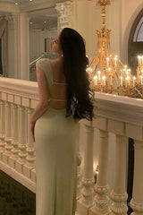 Stunning Sheath Square Neckline Cap Sleeves Mint Green Date Night Dress Prom Dresses Birthday Party Outfit