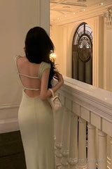 Stunning Sheath Square Neckline Cap Sleeves Mint Green Date Night Dress Prom Dresses Birthday Party Outfit
