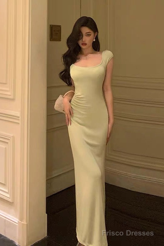 Stunning Sheath Square Neckline Cap Sleeves Mint Green Date Night Dress Prom Dresses Birthday Party Outfit Main image