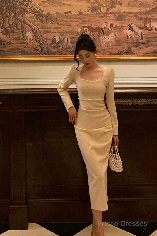 Stunning Sheath Square Neckline Long Sleeves Date Night Dress Prom Dresses Birthday Party Outfit Secondary image