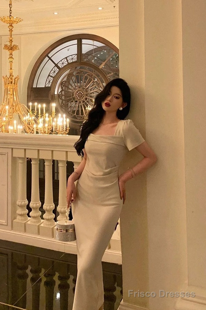 Stunning Sheath Square Neckline Short Sleeves Date Night Dress Prom Dresses Birthday Party Outfit Secondary image