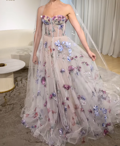 Stylish Lace Long A Line Prom Dress Evening Dress