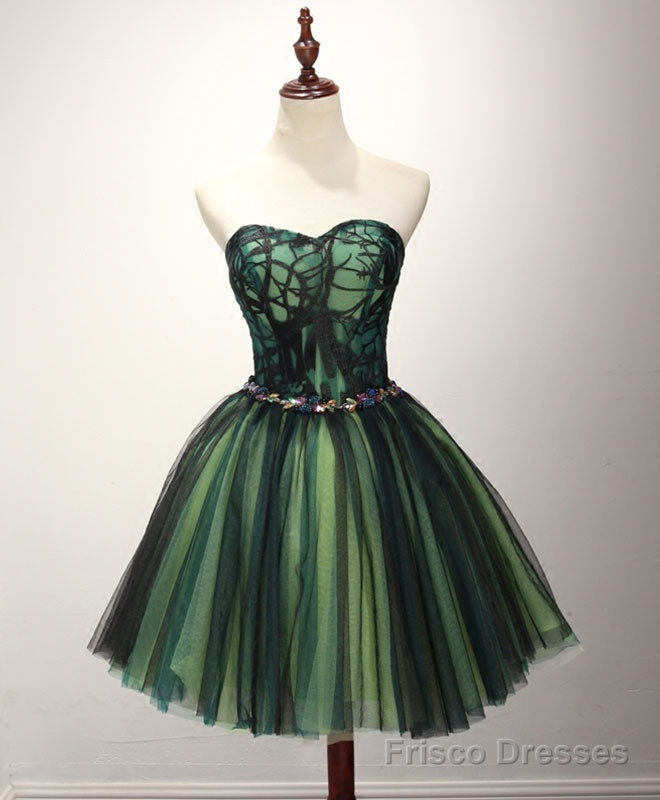 Stylish Tulle Lace Short Prom Dress, Cute Lace Evening Dress Main image