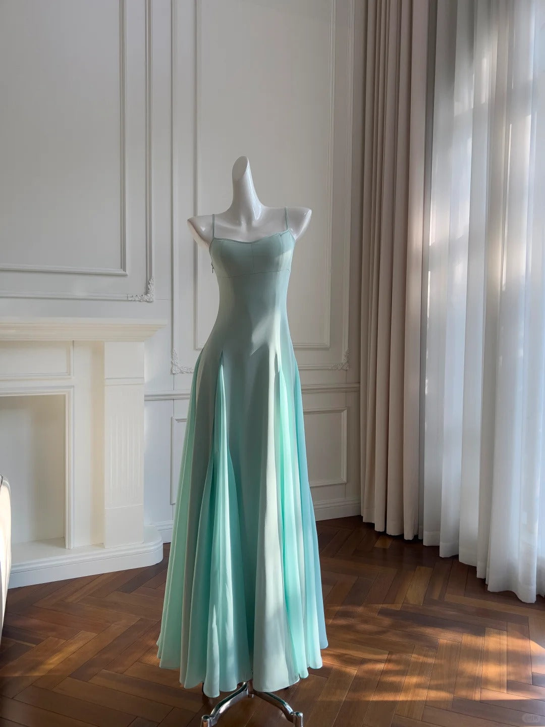 Sweet A-Line Strap Chiffon Long Prom Dress Evening Dress