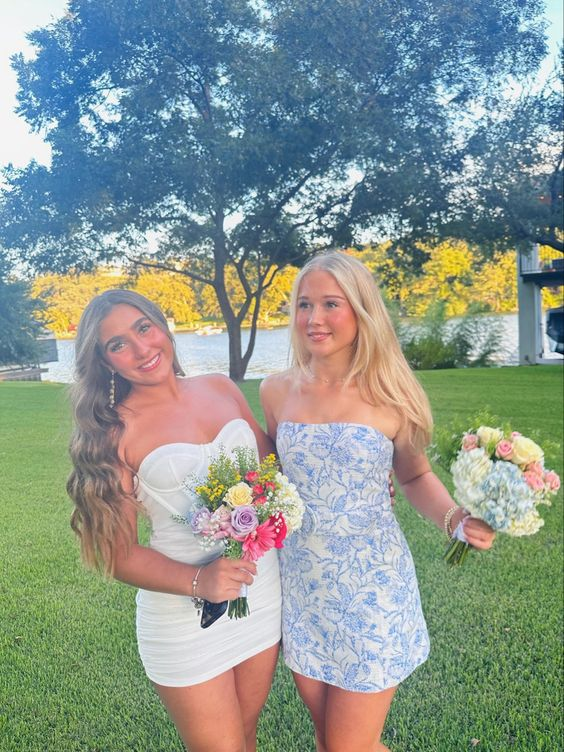 Sweet Blue Strapless Homecoming Dress Short Party Dress Secondary image