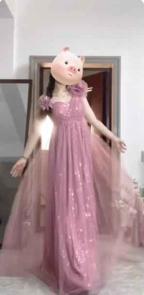 Sweet Blush Purple A-Line One-Shoulder 3D Floral Sequin Tulle Long Prom Dress Evening Dress Main image