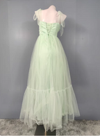 Sweet Green A-Line Tulle Long Prom Dress Evening Dress Bridesmaid Dress