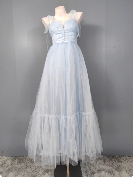 Sweet Green A-Line Tulle Long Prom Dress Evening Dress Bridesmaid Dress