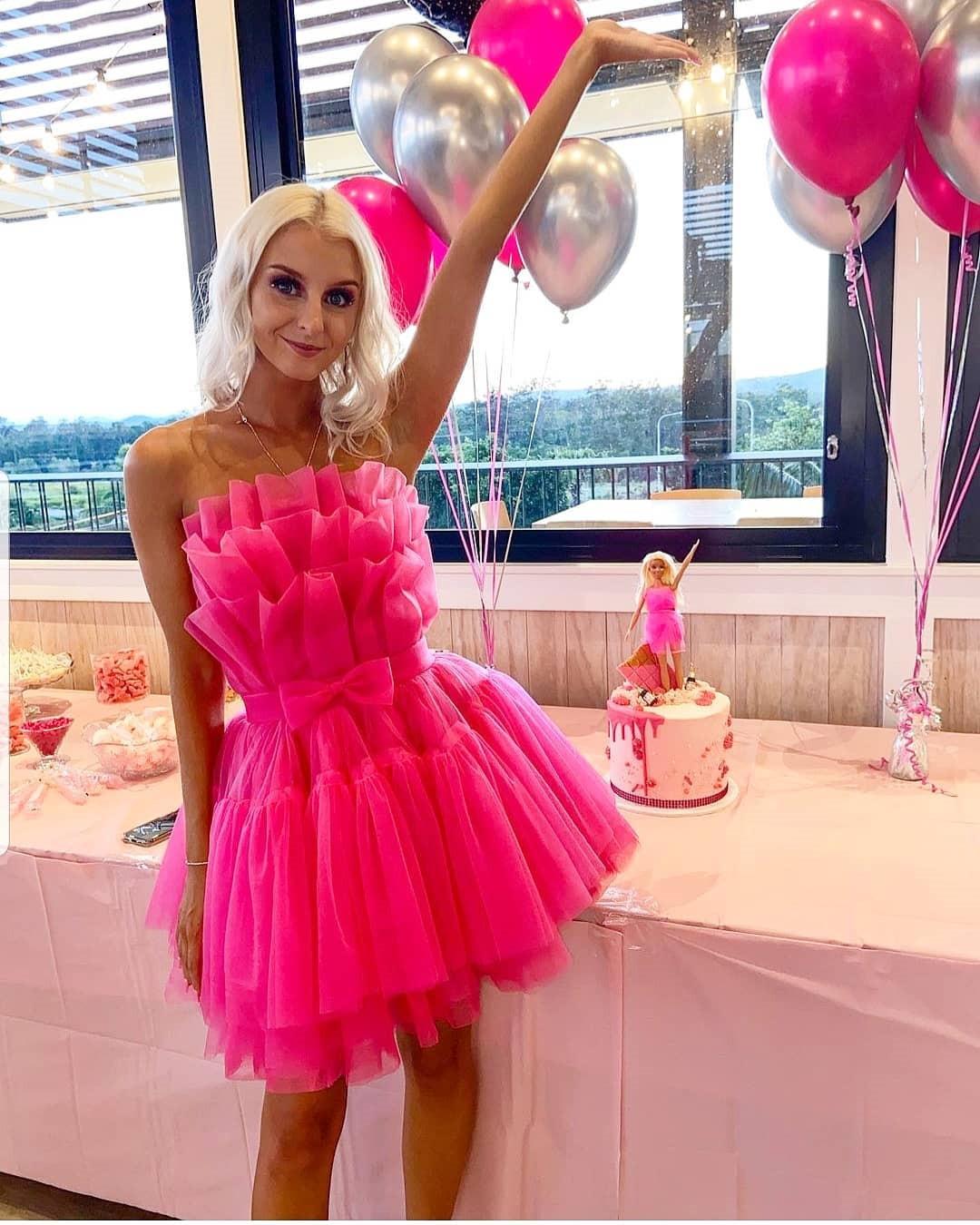 Sweet Hot Pink Tulle Ruffles Homecoming Dresses Mini Party Dress Main image