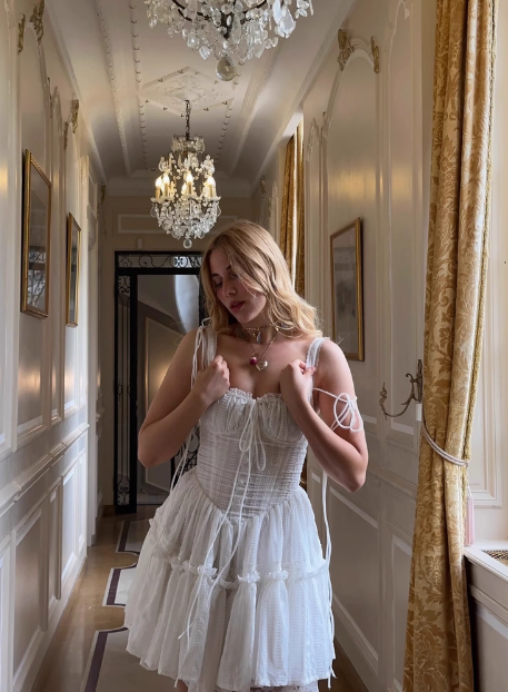 Sweet Lace White Waist Puffy Birthday Skirt Homecoming Dress