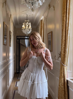 Sweet Lace White Waist Puffy Birthday Skirt Homecoming Dress