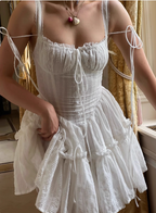 Sweet Lace White Waist Puffy Birthday Skirt Homecoming Dress