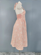Sweet Pink A-Line Halter V-Neck Jacquard Prom Dress