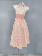 Sweet Pink A-Line Halter V-Neck Jacquard Prom Dress