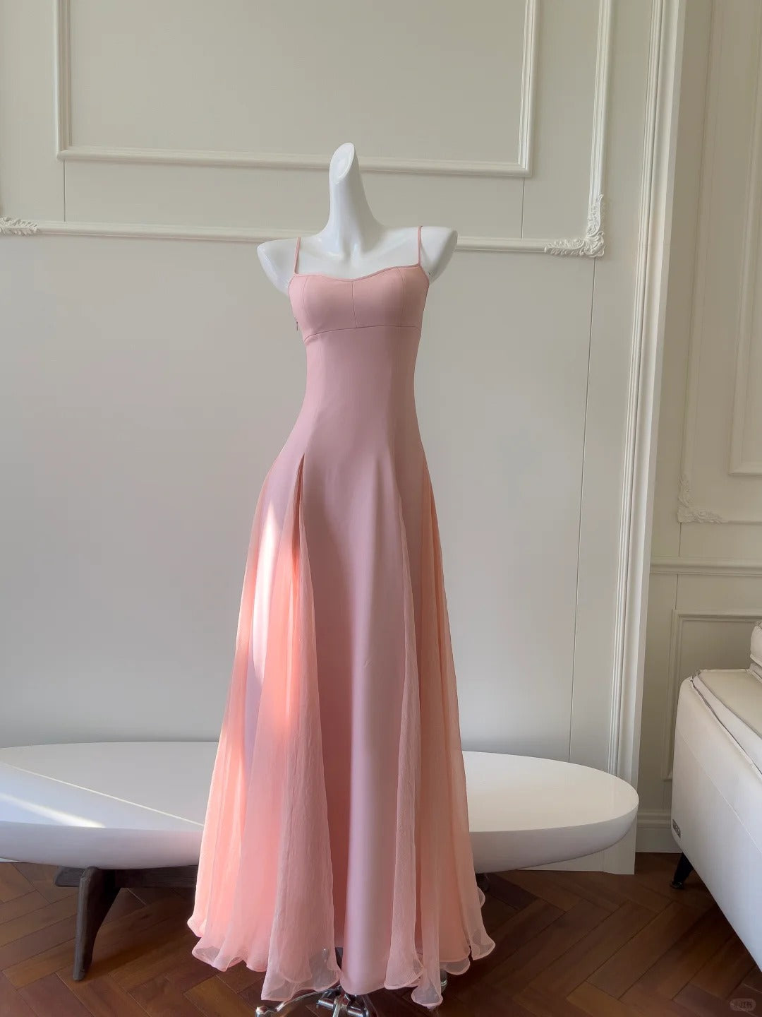Sweet Pink A-Line Strap Chiffon Long Prom Dress Evening Dress Secondary image