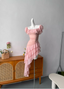 Sweet Pink Square Neck Ruffle Irregular Chiffon Long Prom Dress Evening Dress