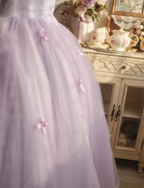 Sweet Princess Light Purple 3D Floral Square Neck Bow Tulle Ball Gown Evening Dress Sweet 16 Dress