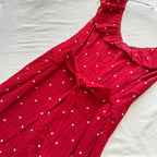 Sweet Red And White Polka Dot A-Line Ruffle Waist Long Prom Dress 17Th Birthday Dress
