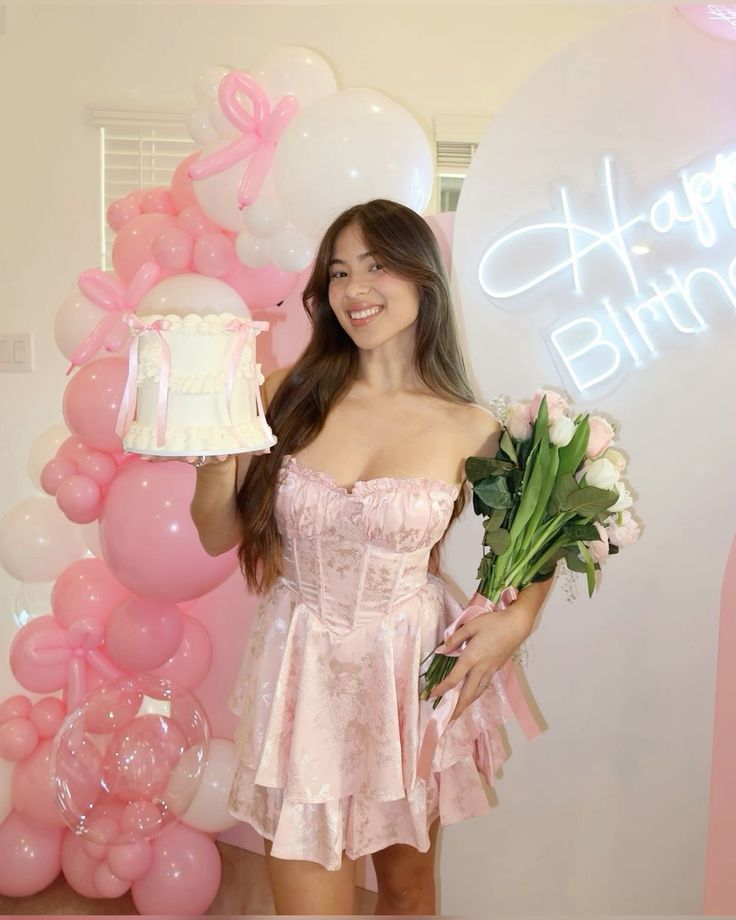 Sweet Satin Tube Top Herringbone Pink Dark Pattern A-Line 17Th Birthday Homecoming Dress Main image