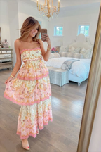 Sweet Straps Tiered A-Line Long Party Dress