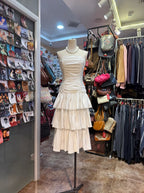Sweet White A-Line Strapless Pleated Satin Prom Dress Evening Dress