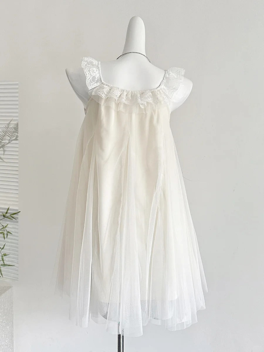 Sweet White Lace Ruffled Tulle Short 16Th Birthday Dress