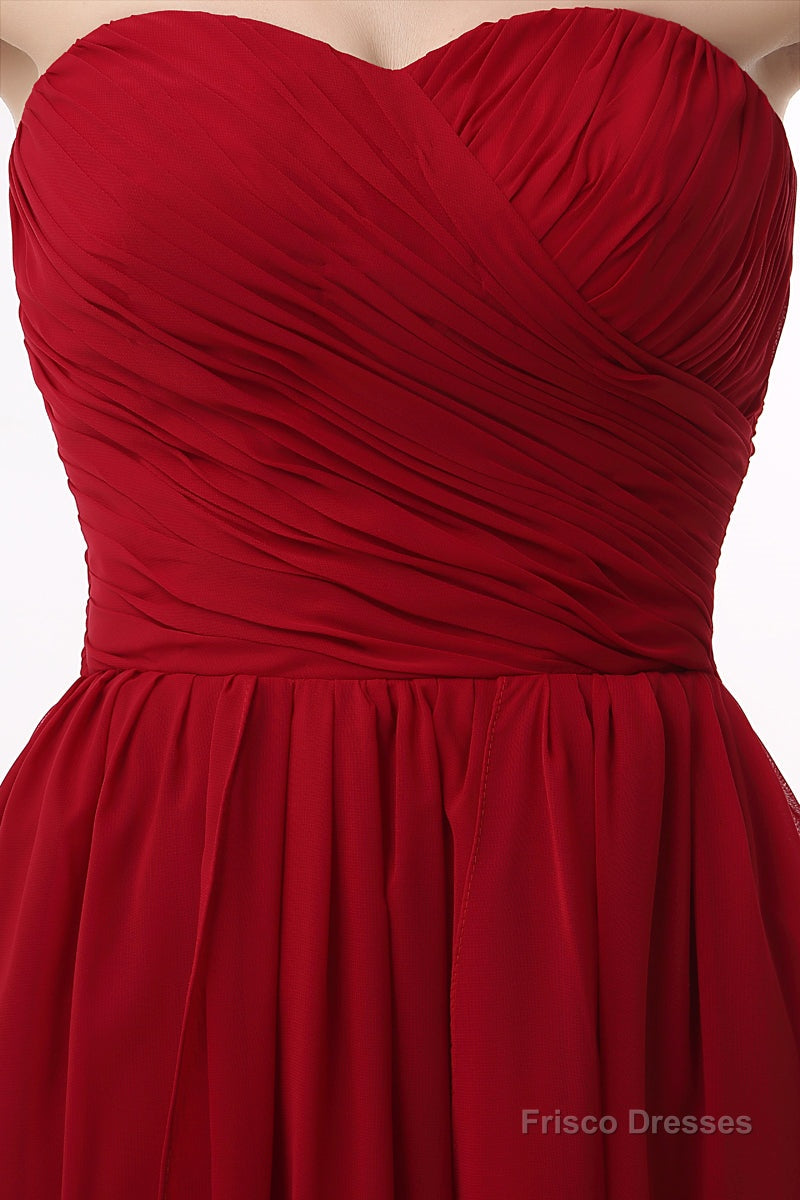 Sweetheart A-line Ruched Chiffon Long Prom Dresses