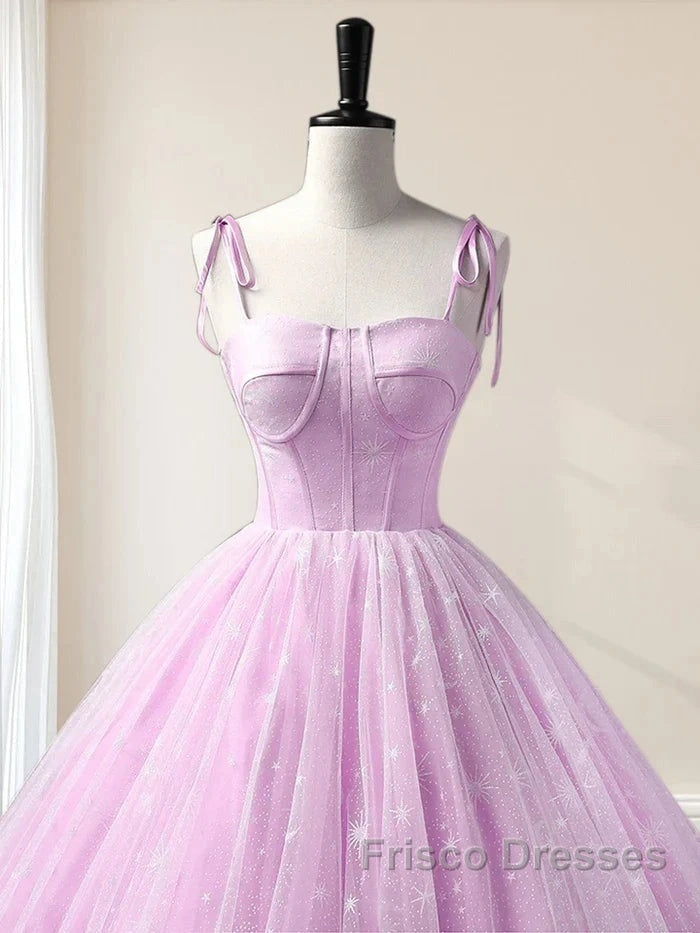 Sweetheart A-Line Tulle Long Formal Prom Dress Sleeveless Quinceanera Dress