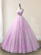 Sweetheart A-Line Tulle Long Formal Prom Dress Sleeveless Quinceanera Dress