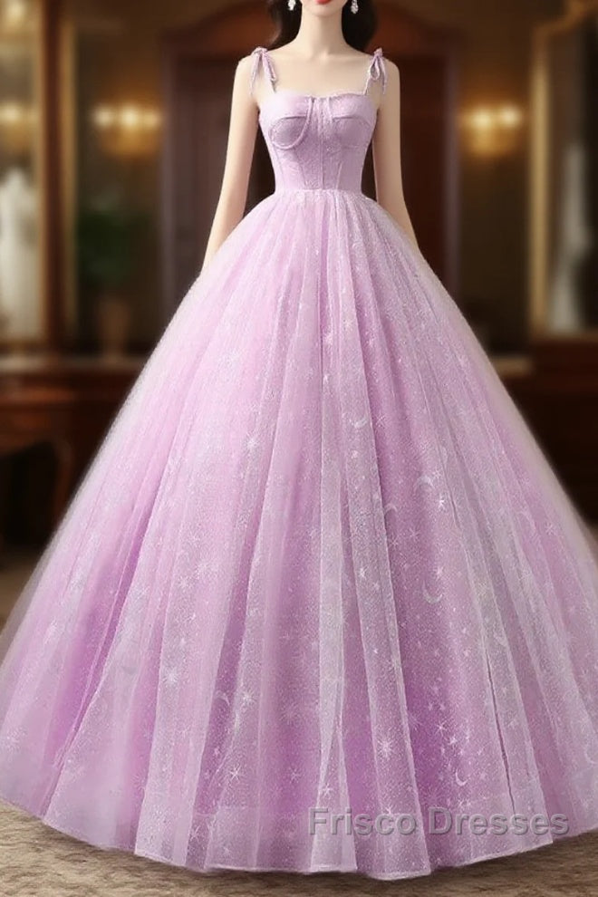 Sweetheart A-Line Tulle Long Formal Prom Dress Sleeveless Quinceanera Dress