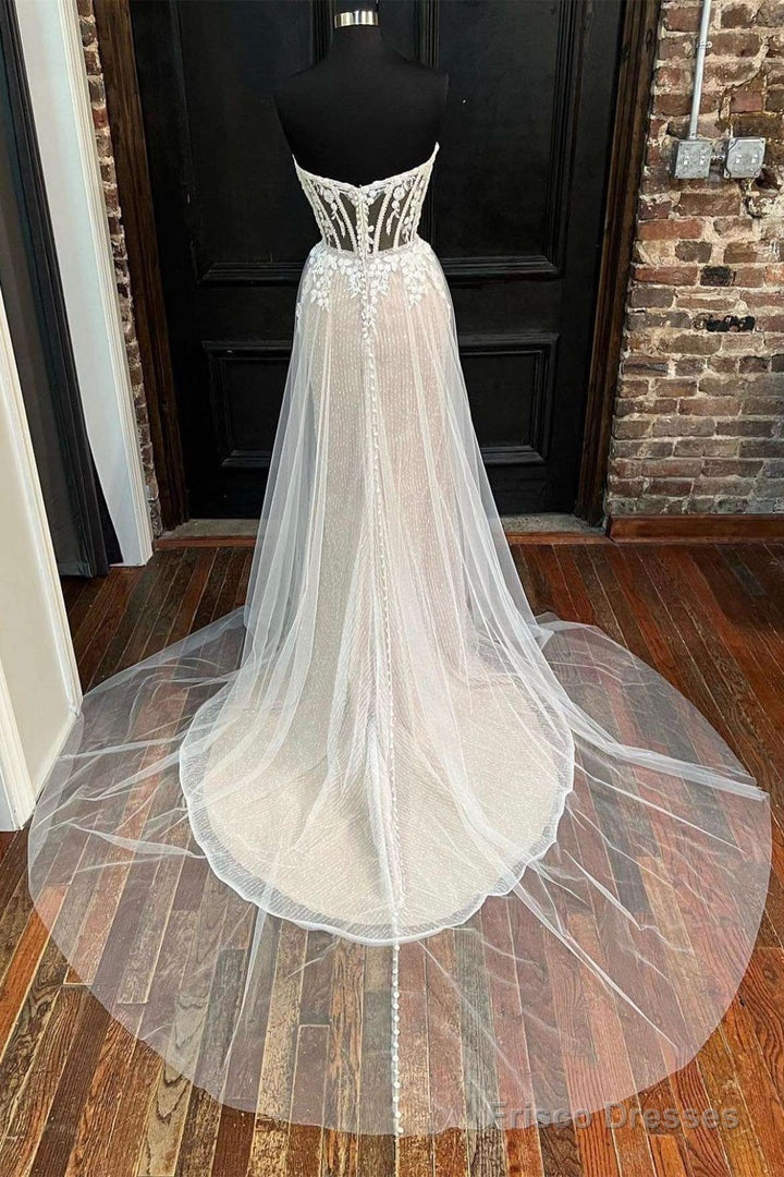 Sweetheart Appliques A-Line Long Wedding Dress Off Shoulder
