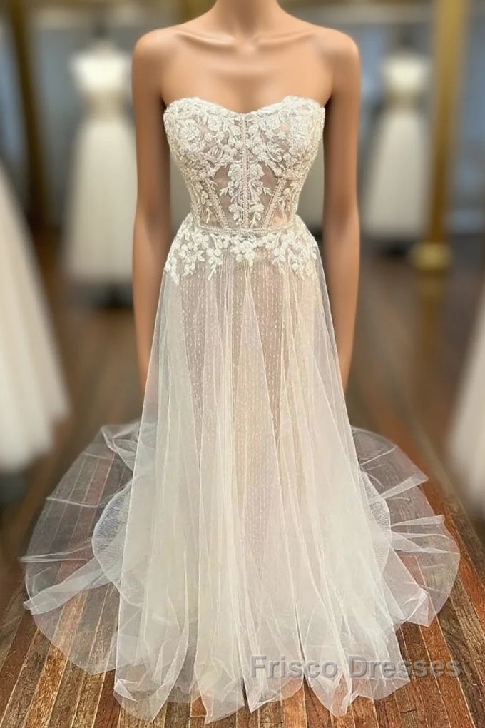 Sweetheart Appliques A-Line Long Wedding Dress Main image
