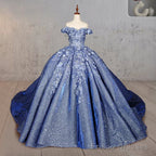 Sweetheart Ball Gown Off-the-shoulder Quinceanera Dresses with 3D Flower and Pearls