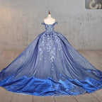 Sweetheart Ball Gown Off-the-shoulder Quinceanera Dresses with 3D Flower and Pearls
