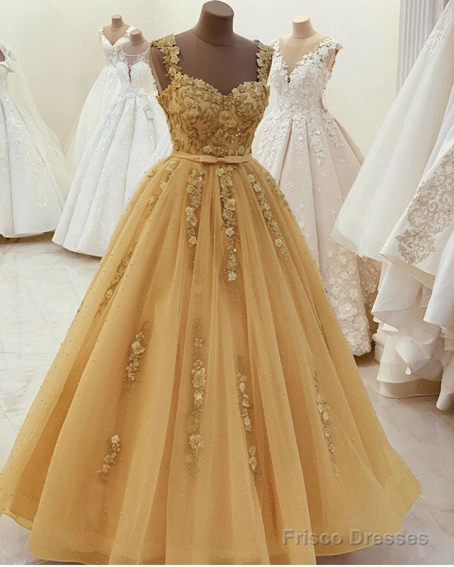Sweetheart Ball Gown Prom Dresses 3D Lace Flowers Straps Secondary image