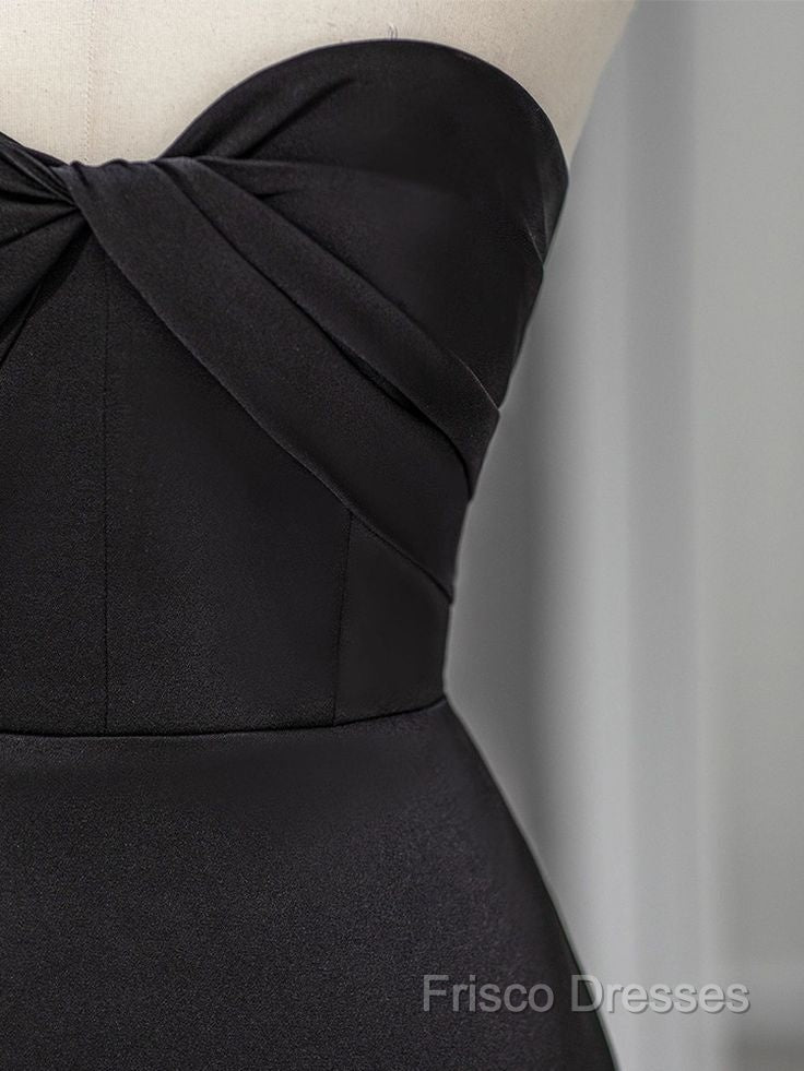 Sweetheart Black Mermaid Formal Dress Strapless Long Formal Prom Dress