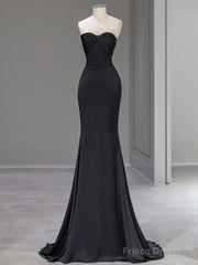 Sweetheart Black Mermaid Evening Dress Strapless Long Prom Dress