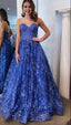 Sweetheart Blue Sequin Lace Corest Long Dresses