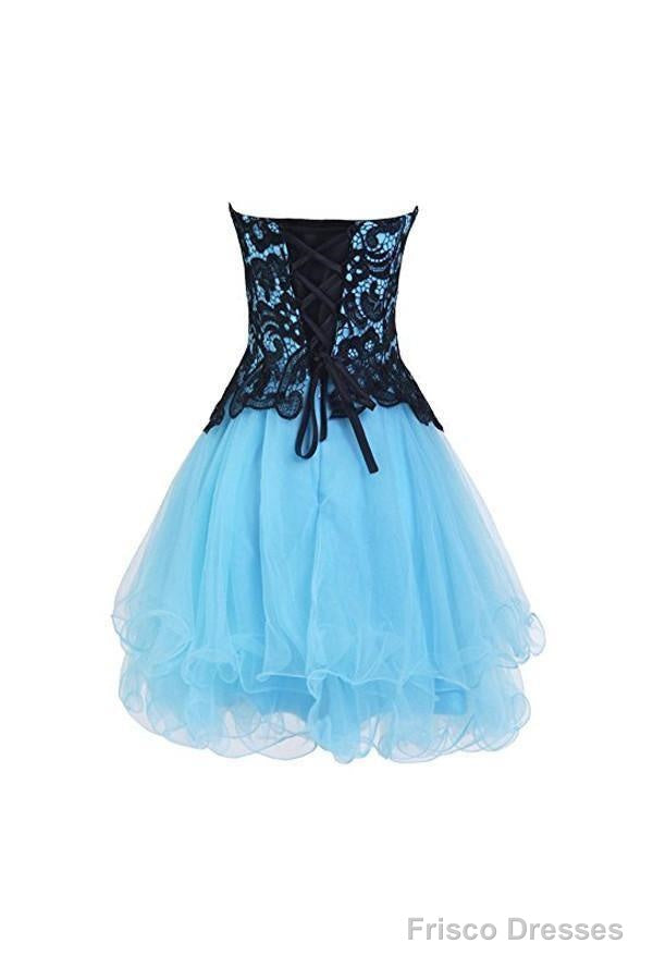 Sweetheart Bridesmaid Short Prom Dress Blue Homecoming Dress