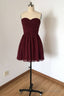 Sweetheart Burgundy A-Line Chiffon Short Bridesmaid Dress
