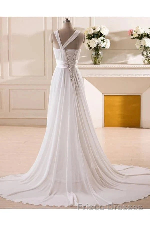 Sweetheart Chiffon Handmade Flower Wedding Dress Secondary image