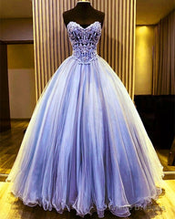 Sweetheart Corset Ball Gown Tulle Quinceanera Dresses Appliques